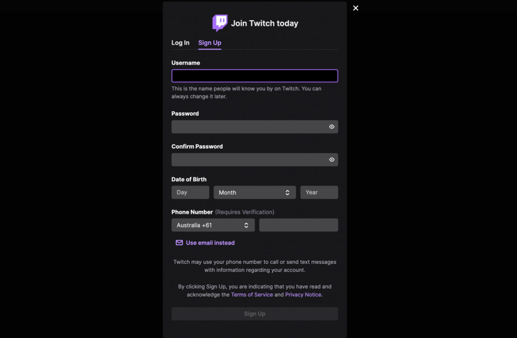 Create Your Twitch Account