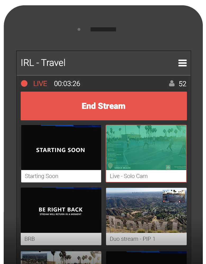 Remote directing an IRL stream from a mobile phone